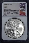 2008 $1 AMERICAN SILVER EAGLE UNC Mike Castle Signed 1 oz .999 NGC MS 70 A6432