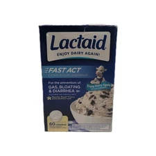 Lactaid Fast Act Lactase Enzyme Vanilla Twist 60 Chewables Exp: 11/2027