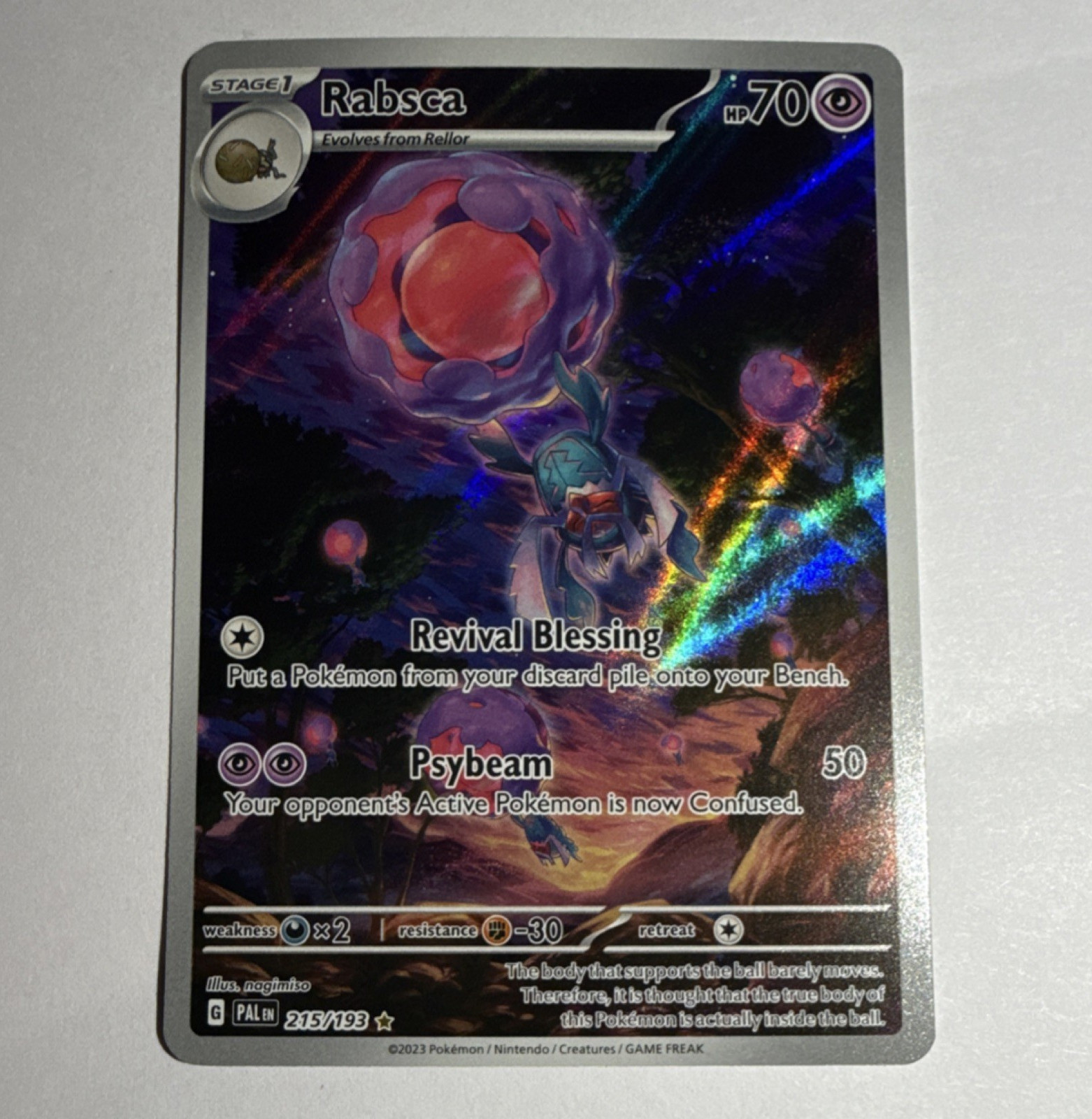Pokémon Rabsca 215/193 Sv02: Paldea Evolved Illustration Rare Holo Full Art 2023