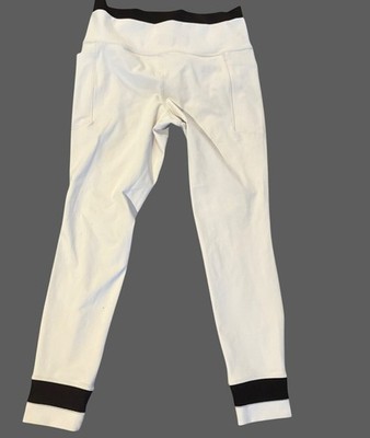Athleta Color Block Salutation Stash Leggings Double Up Tight Cream Black M $119