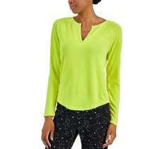 Jenni Women's Split-Neck Pajama Top Sleep Shirt Comfort Electric Yellow New