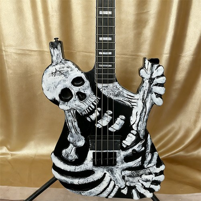 #ad Skull Stely Electric Bass Guitar 4 String HPL Fretboard Maple Neck Black Parts $348.00