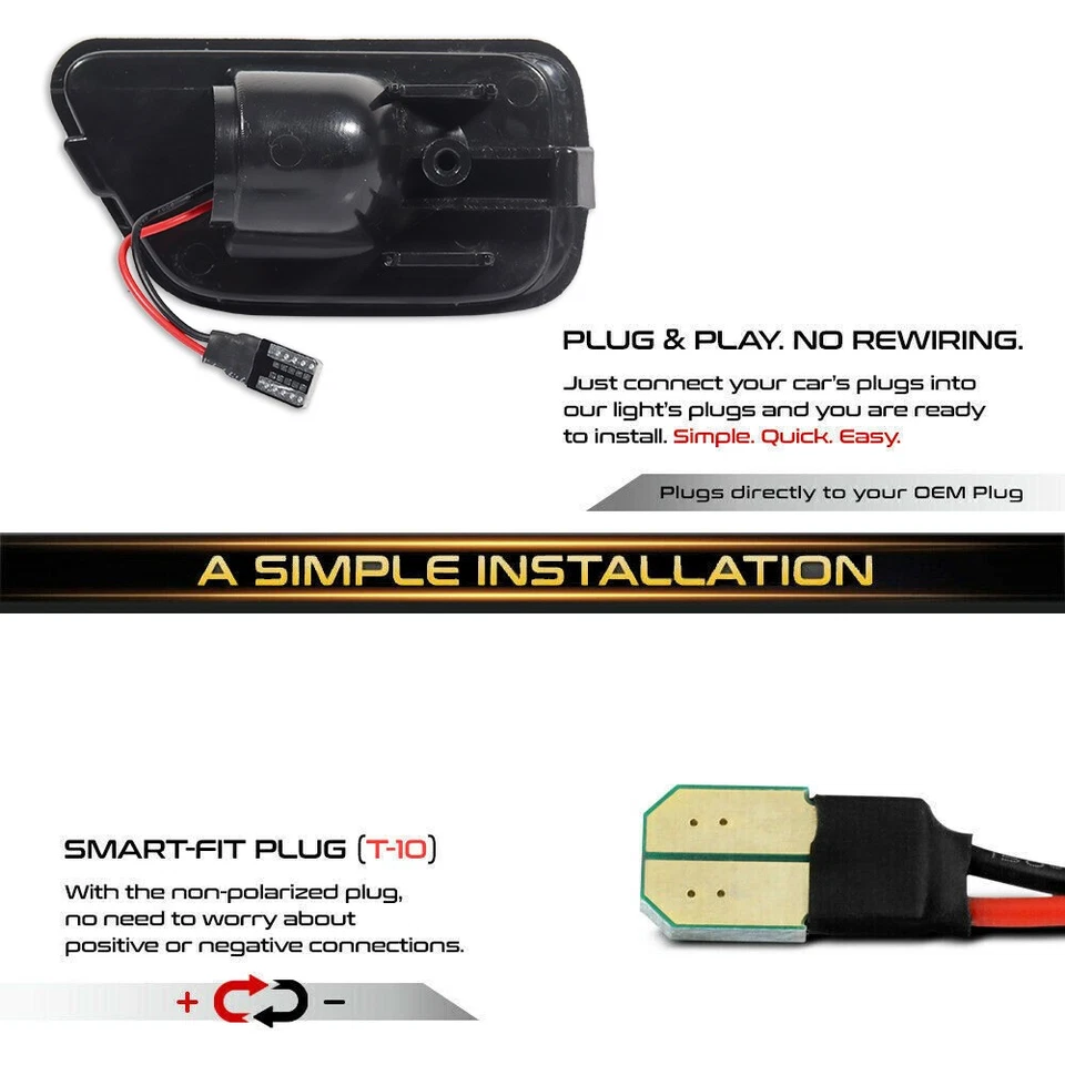 For Honda CR-V 1997-2001 Rear Left & Right Clear Red LED Side Marker Lights Pair - Image 4 of 4