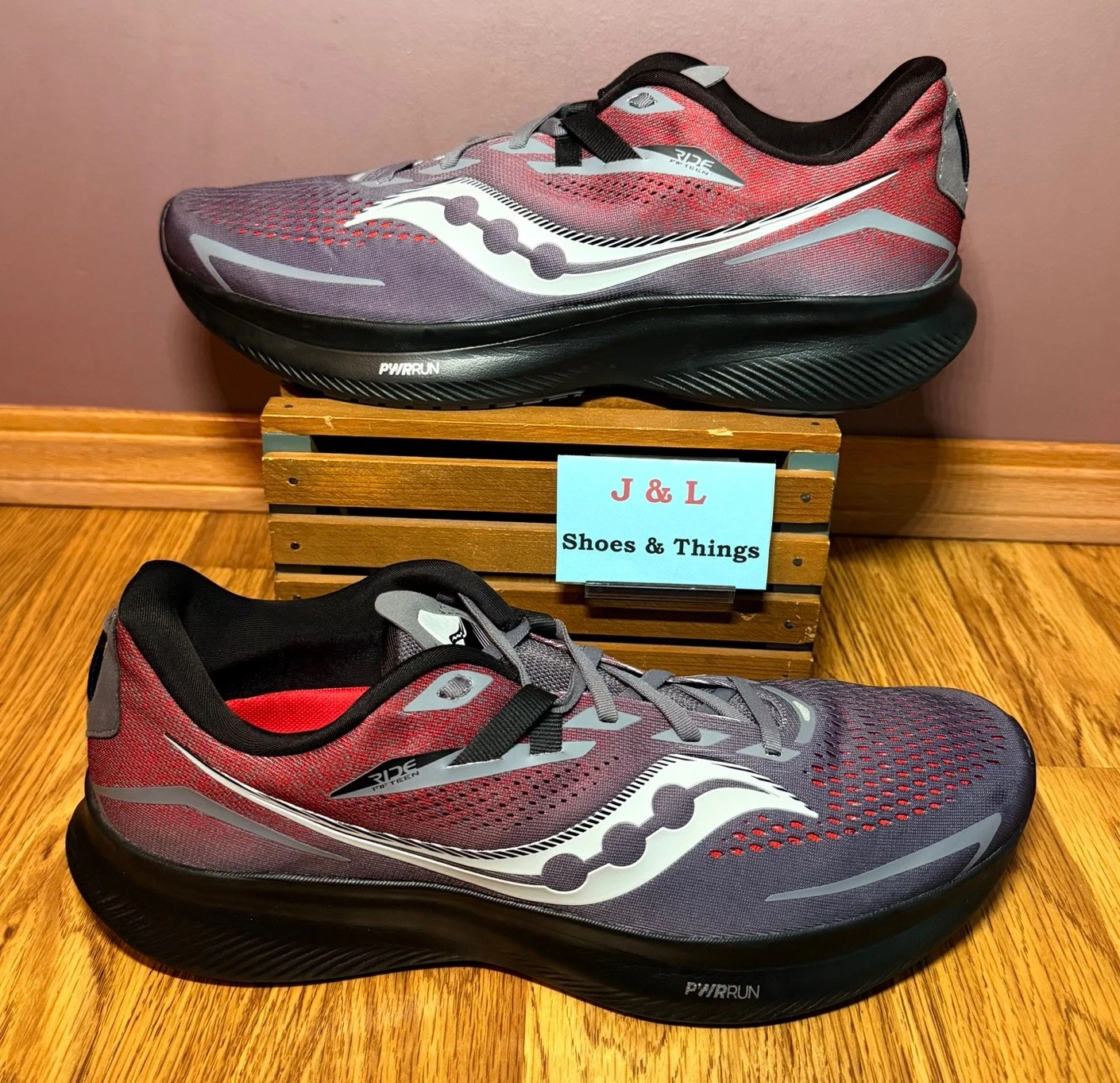 Saucony Ride 15 Mens Size 13 Gray Maroon Running Shoes S20720-22 EUC
Opens in a new window or tab