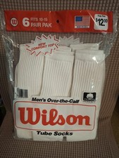 Vintage Men's Wilson 6 Pair Over The Calf Tube Socks Size 10-15 USA Dead Stock