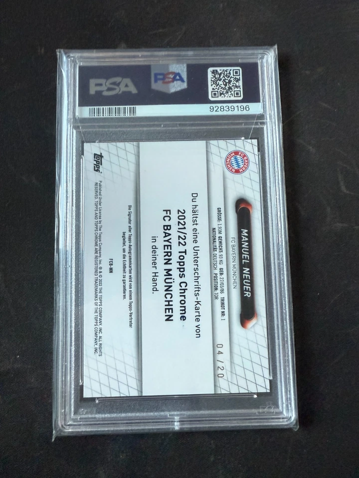 TOPPS - CHROME FC BAYERN MÜNCHEN - ONCARD AUTO - Manuel Neuer /20 - PSA 9 / 9 - Bild 2 von 2