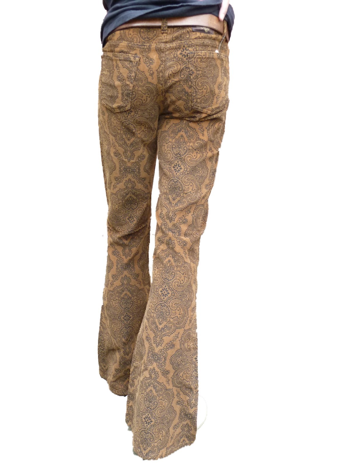 Mens Bell Bottoms Paisley Brown Flares Pants Corduroy 60s 70s Indie Mod  Hippie (34 Waist x 34 Leg)