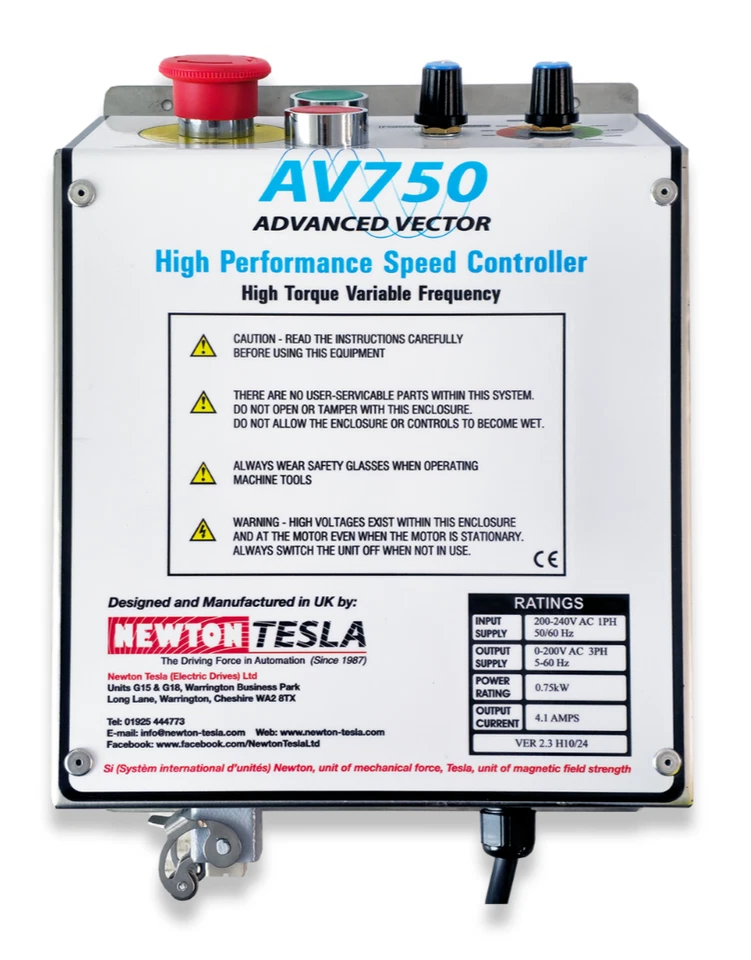 Myford lathe / Newton Tesla AV750 control box with pre wired 220v 1HP motor - Image 2 of 4