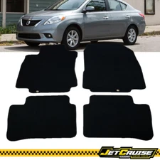 Fits 07-12 Nissan Versa Black Nylon Front Rear Car Floor Mats Carpets 4Pcs