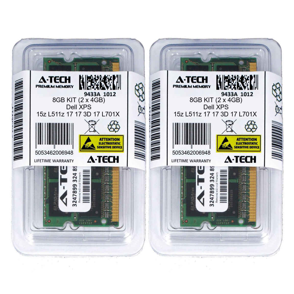 ⭐️M5-15A⭐️Memory DDR4 8GB x 2 Piece Set 8GB KIT 2 x 4GB Dell XPS 15z L511z 17 17 3D 17 L701X 17 L702X Ram