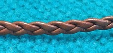 4 Yards : REAL LEATHER BRAID "Brown" 5/16" CORD for BRACELET or NECKLACE