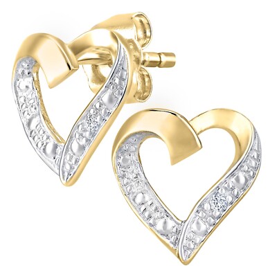 Ohrstecker 9 kt Gelbgold natürlicher Diamant Herz 8 mm hoch von Naava