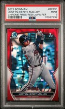 JUSTYN-HENRY MALLOY 2023 BOWMAN RED LAVA CHROME PROSPECTS PSA MINT 9 #5/5