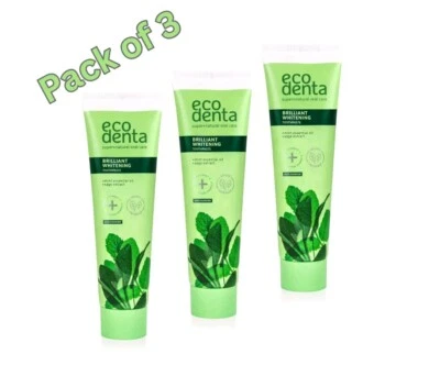 3x Ecodenta Brilliant Whitening Toothpaste with Fluoride - Enamel Strengthening