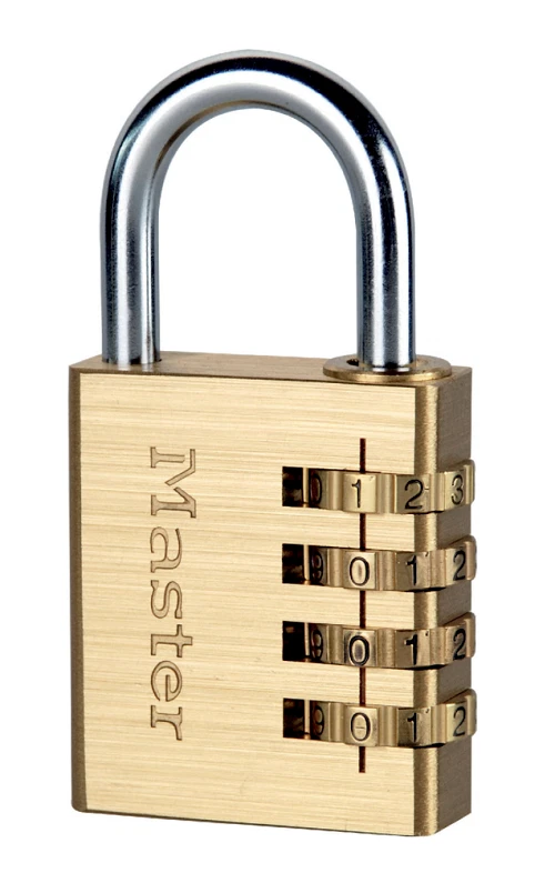 Master Lock 6040 40mm Brass 4 Wheel Changeable Combination Padlock