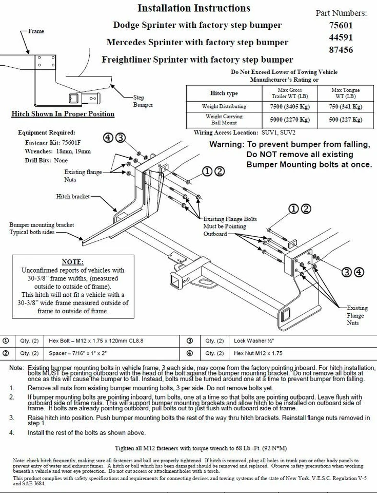 拖车拖钩适用于 07-25 道奇 Freightliner 梅赛德斯-奔驰 Sprinter 2500 3500 — 第 4/4 张图片