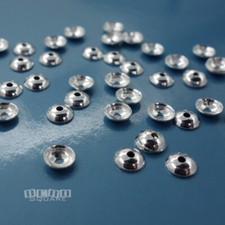 Solid Sterling Silver Smooth Plain Round Bead Caps Options: 3 4 5 6 mm 