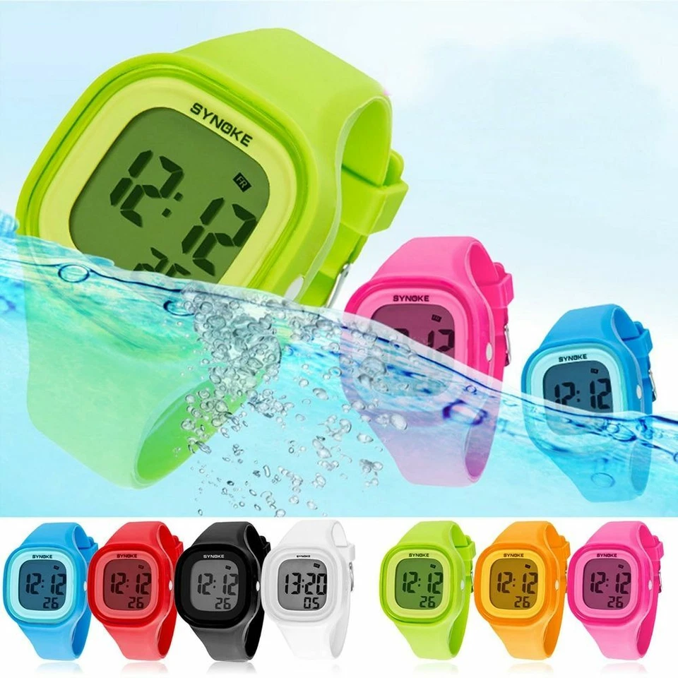 Reloj electrónico digital impermeable para niños niños niños niñas deportes relojes LED Foto 2 de 4