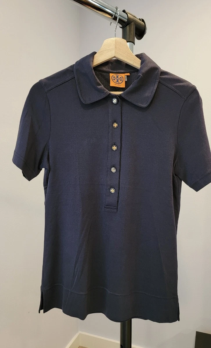 Tory Burch Women´s Polo Shirt Short Sleeve Navy Blue Size M