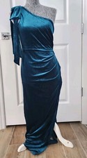 Wenrine Womens One Shoulder Velvet Dress Slit Slim Fit Medium NWOT Evening Dress