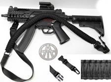 60" Paracord Rifle Gun Sling 1 or 2 Point Cobra Weave Airsoft Shotguns BLACK