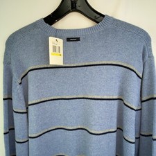 Nautica Mens Sweater Size Medium Blue Black Light Gray Stripes NEW