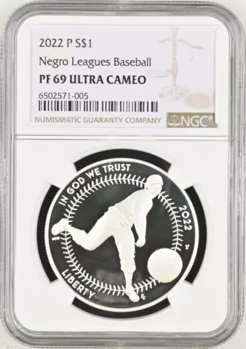 :2022-P $1 Negro Leagues Baseball Commemorative Dollar Near Perfect NGC PF69UCAM