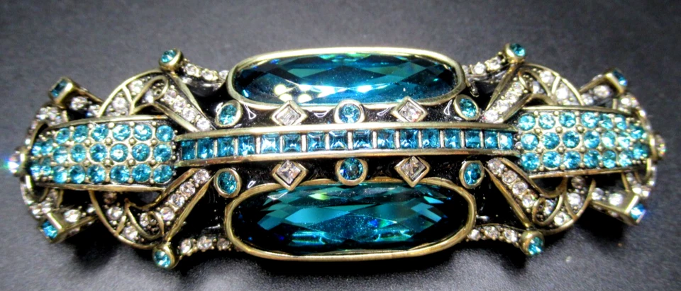 Hermoso broche prendedor enorme de cristal azul HEIDI DAUS Foto 2 de 4