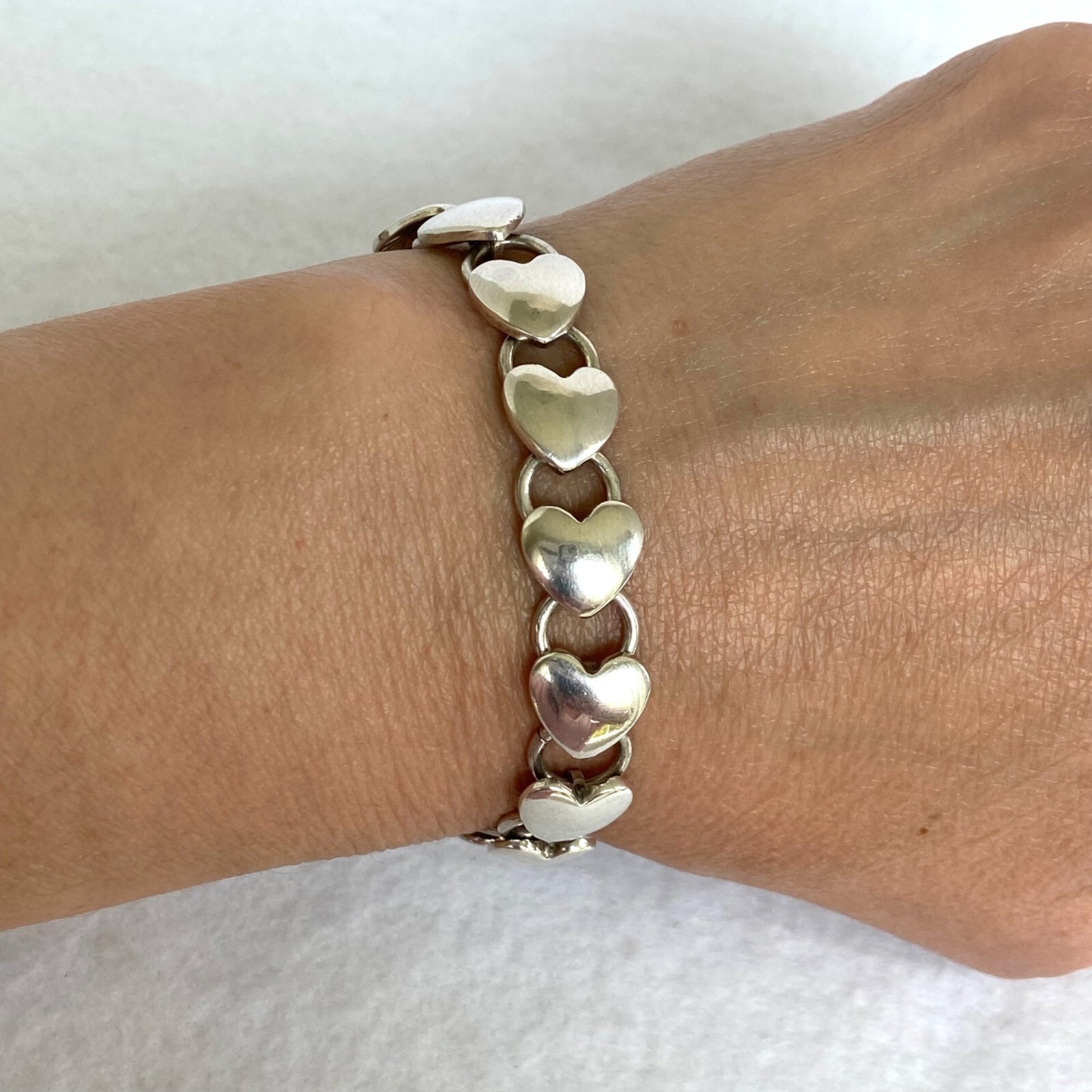 Solid Sterling Silver 925 Stacking Heart Link Tog… - image 18