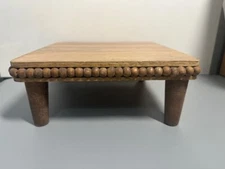 Pedestal Beaded Tray Stand Display Riser Wooden Decor Tabletop