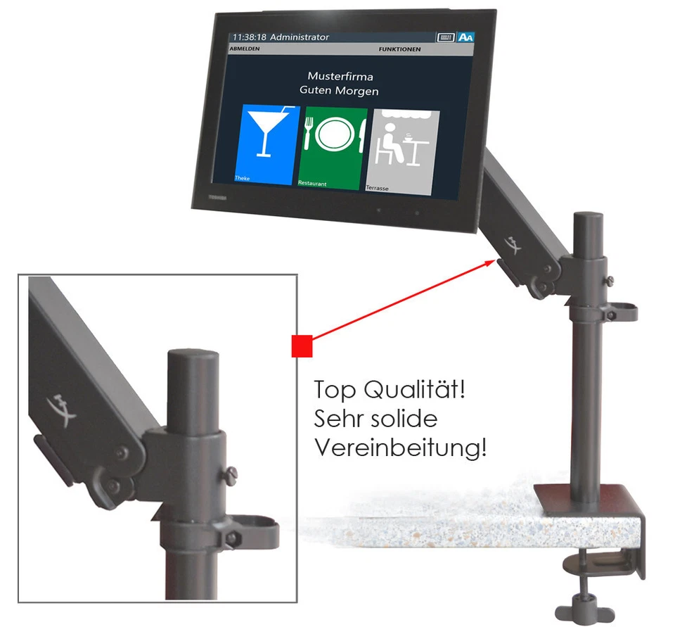 15,6" 39cm MONITOR ELO TOUCHSCREEN KASSE RESTAURANT GUTE MONITORHALTERUNG 15T+F - Bild 3 von 4