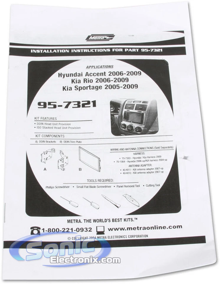 Kit de tablero de instalación doble DIN Metra 95-7321 para Select 2005-09 Kia/Hyundai Foto 3 de 4