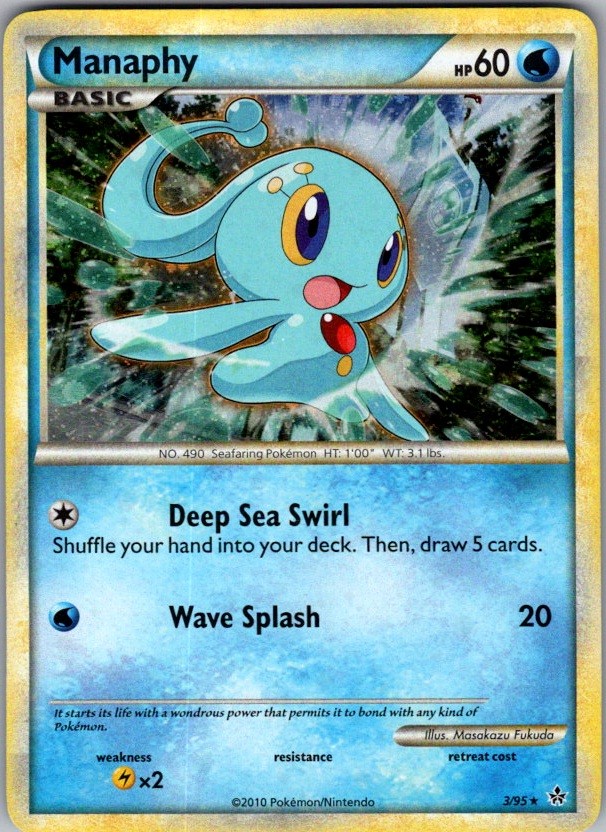 Manaphy 3/95 Holo Rare HGSS Unleashed Pokemon Lightly Played
