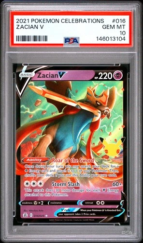 2021 POKEMON CELEBRATIONS #016 ZACIAN V PSA 10