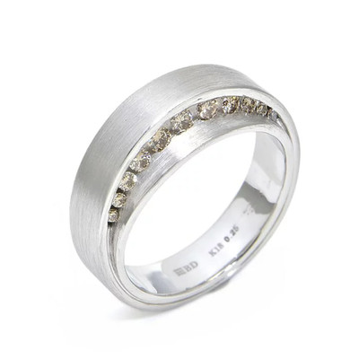 Kashikey M=Y Mine Ring BM002 0.25ct Brown Diamond K18WG 18K Size 7.75 US 9.8g