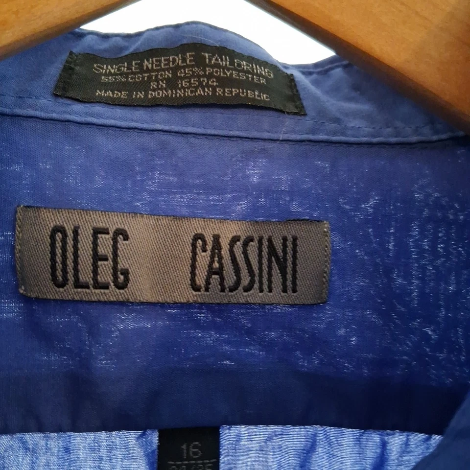 Camisa de vestir Oleg Cassini abotonada para hombre boda oficina talla 34/35 Foto 4 de 4