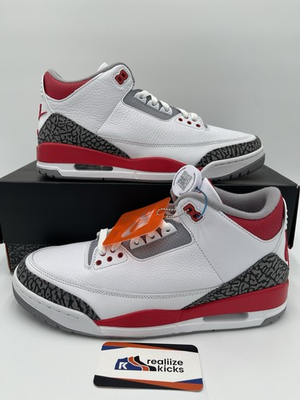 #ad Mens Size 10.5 Nike Air Jordan Retro 3 Fire Red 2022 White Cement DN3707 160 NEW $229.99