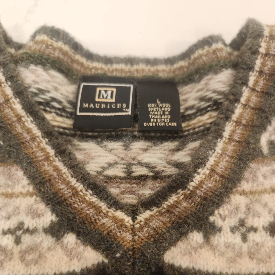 Винтажный женский свитер Maurices большой шерстяной лыжный свитер скандинавский 90-е  - Изображение 2 из 4