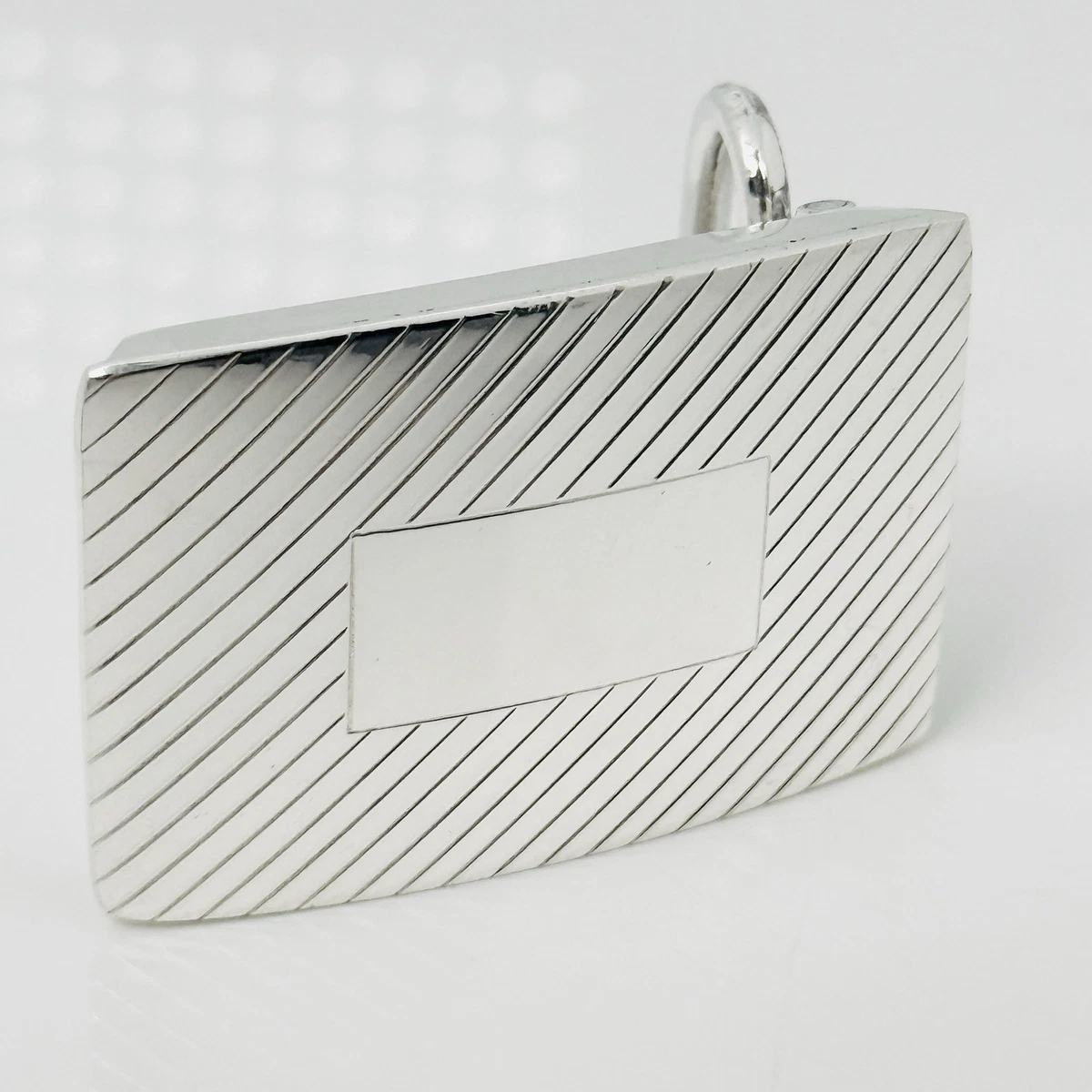Tiffany & Co Striped ID Belt Buckle Silver Engravable Machine