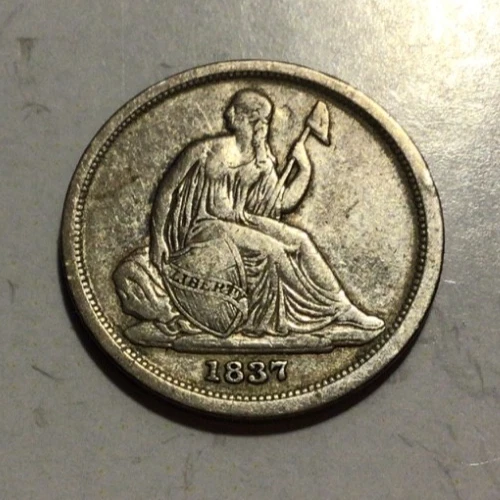 1937 Seated Liberty Dime Small Date No Stars, VF+/XF. Nice Patina! G six