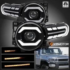 Blk Fits 2007-2014 Toyota FJ Cruiser LED Sequential Signal Projector Headlights