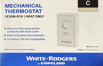 White Rodgers 1E30N-910 Mechanical Thermostat, Heat Only Brand NEW Free Shipping