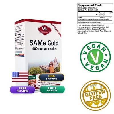Olympian Labs Enteric Coated SAMe Gold 400 Mg Per Serving Vegan, Gluten Free