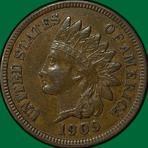 1909 Indian Head Cent Almost Uncirculated AU Coin #35249