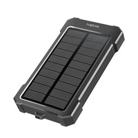 Power Bank Solar 10000Mah 20W Powerbank USB-C Led-Licht Schwarz/Orange