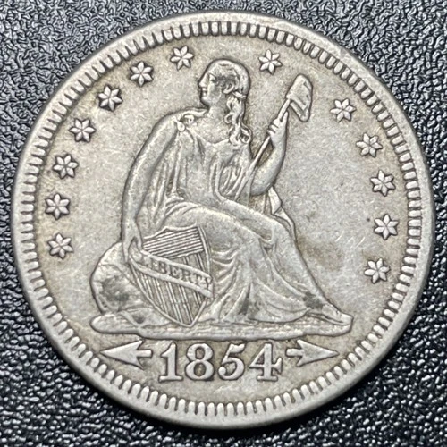 1854 Seated Liberty Silver Quarter With Arrows 25c Choice VF Very Fine No Issues
