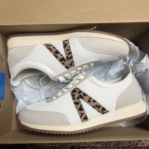 New Mia Women's Kable Low Top Shoes Sneakers - Size 7 - White/Leopard - NIB