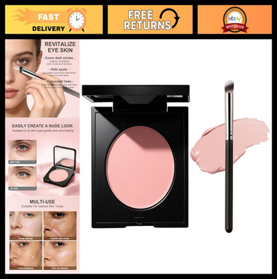 Moisturizing Under Eye Brightener Concealer with Brush for Dark Circles & Fine L