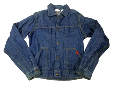 VTG BIG SMITH PLEATED Indigo DENIM Jacket TYPE 2 1960S Union Made USA Boys SZ 18