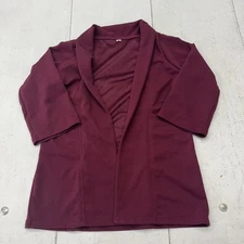 Burgundy Long Sleeve Open-Front 3/4 Sleeve Blazer Women's Size Medium